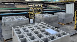 Low carbon concrete blocks made with CarbonBuilt technology