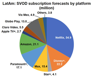 LATAM SVOD Subs Forecast by Platform (Million)