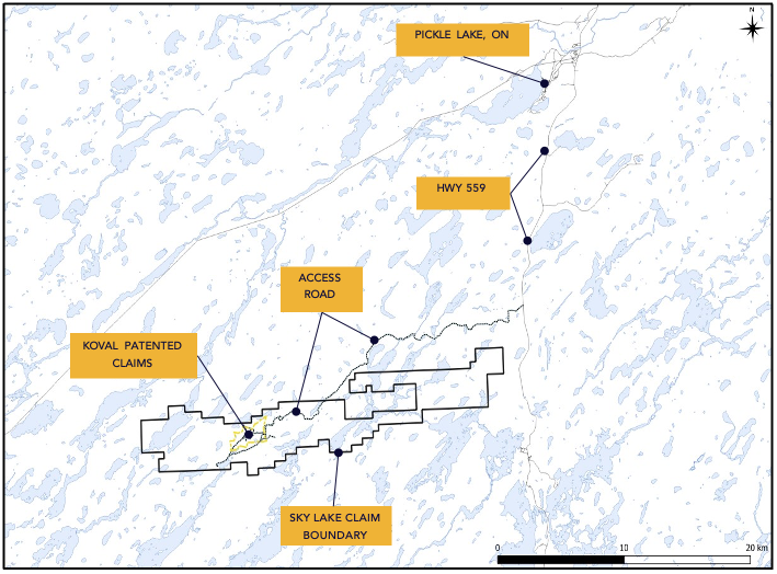 Map showing the key locations of the winter drill program.