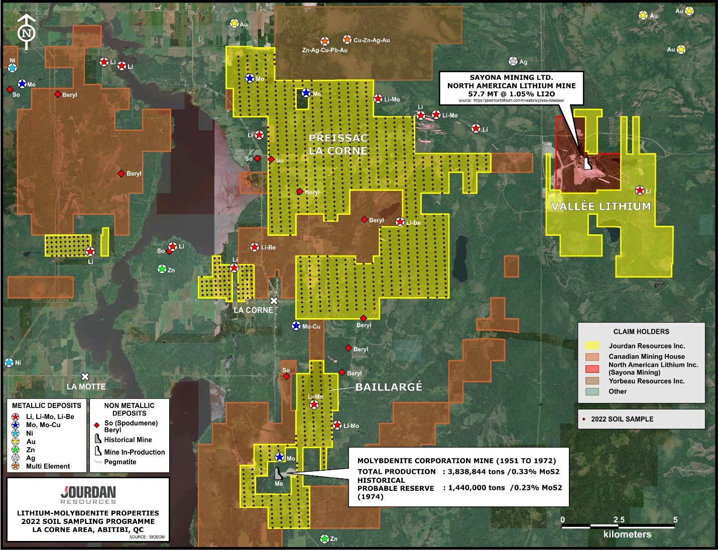 Soil sampling location on the Jourdan properties which are approximately 35km north of Val-d’Or.