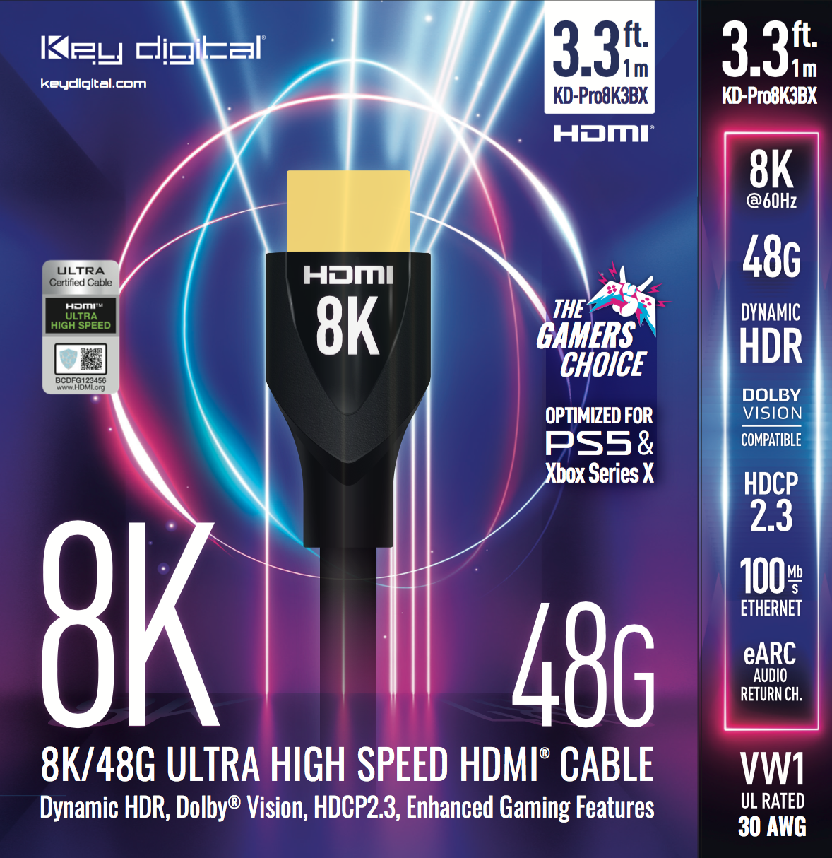8K Ultra High Speed HDMI Cable from Key Digital