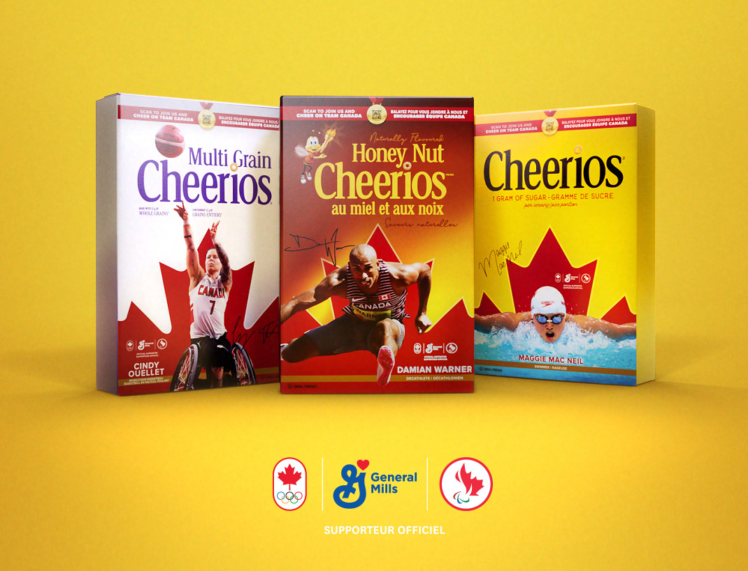 Emballages Cheerios à l’effigie des athlètes d’Équipe Canada 