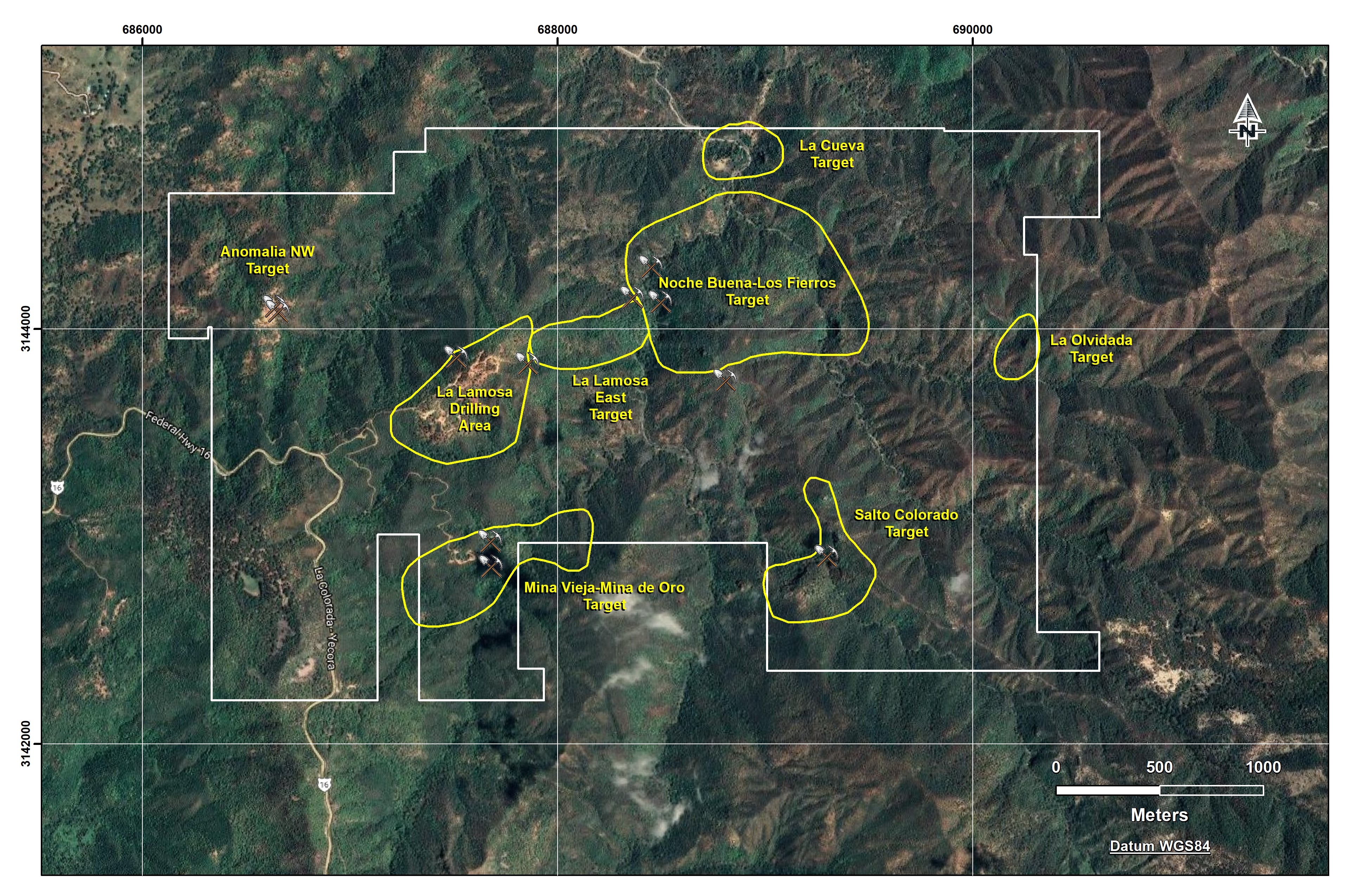 Figure 5: Prospect Areas at Mercedes Property