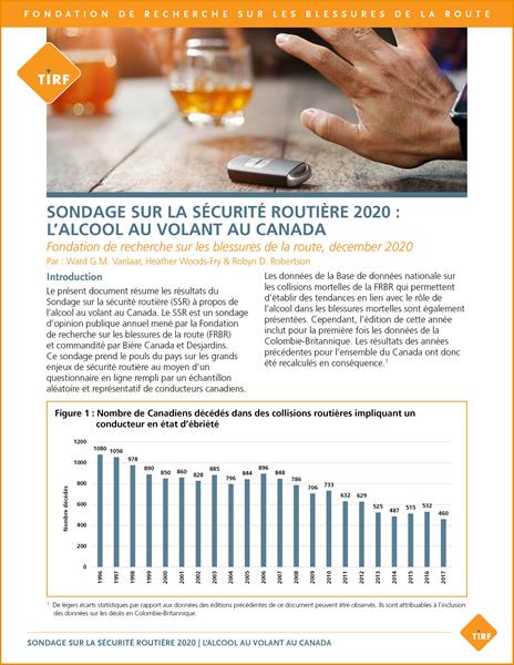 Sondage sur la sécurité routière 2020 : L’alcool au volant au Canada