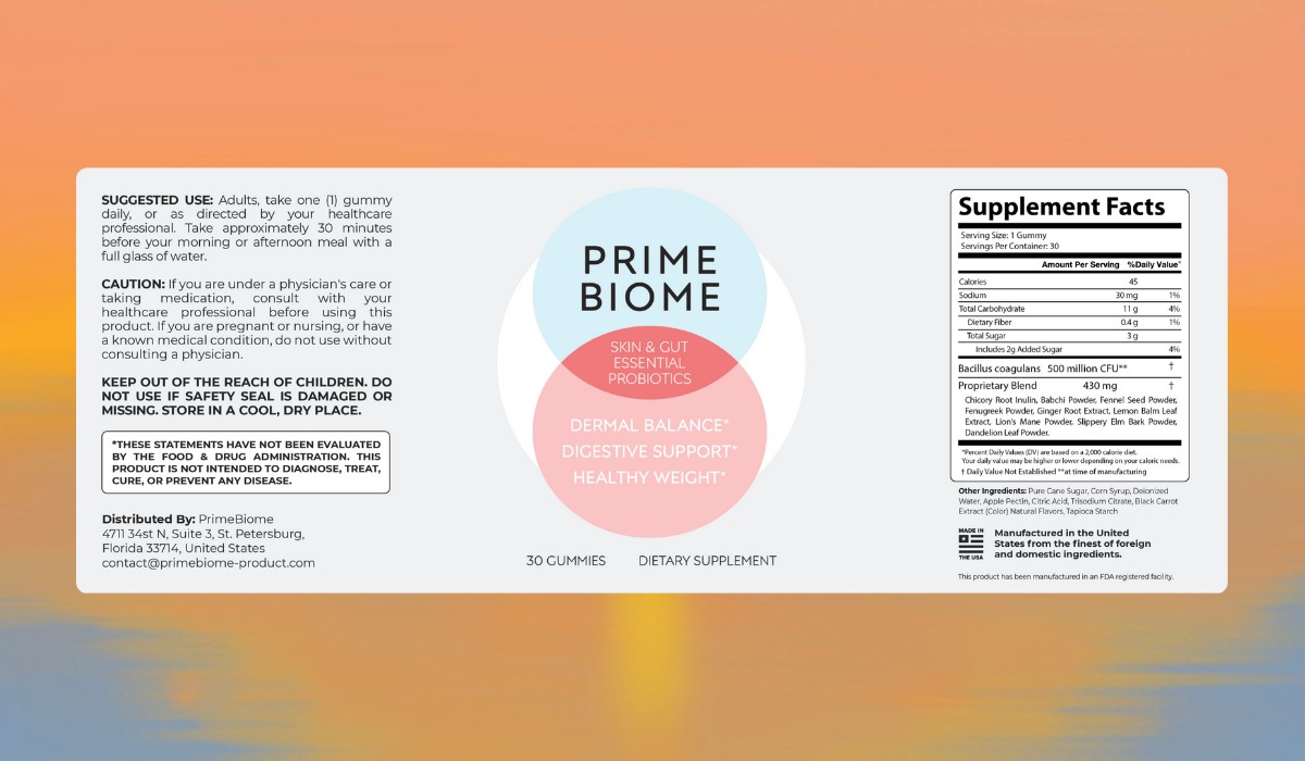 Prime Biome Supplement Facts