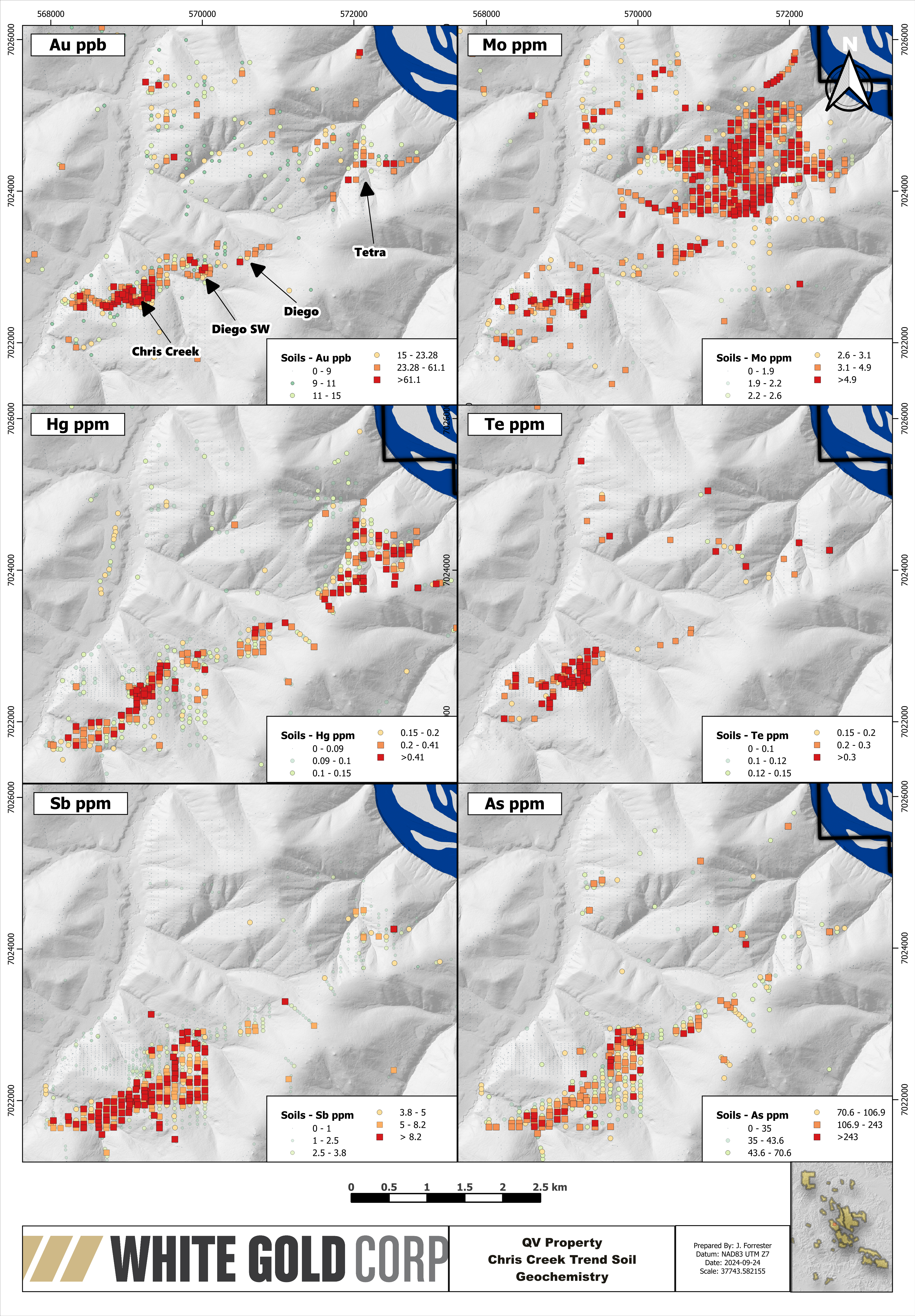 Chris Creek Trend Soil Anomaly (Au, Mo, Hg, Te, Sb, As)