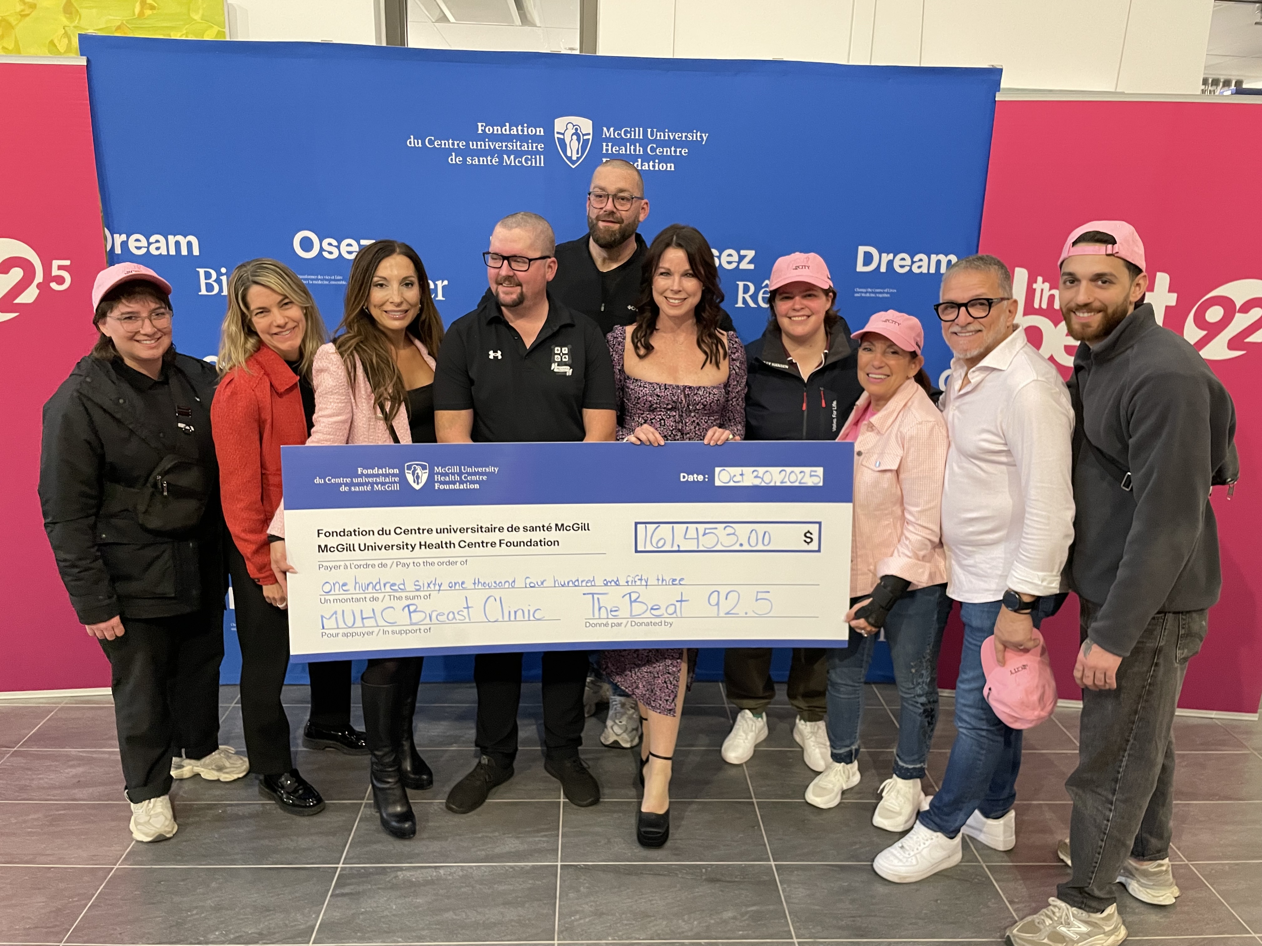 Raise Craze, a partnership between the MUHC Foundation, The Beat 92.5, and Pink in the City, raised $162,160 for breast cancer care at the MUHC