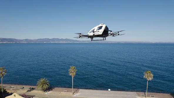 EH216 conducting passenger-carrying autonomous flight demonstration in Oita Prefecture, Japan