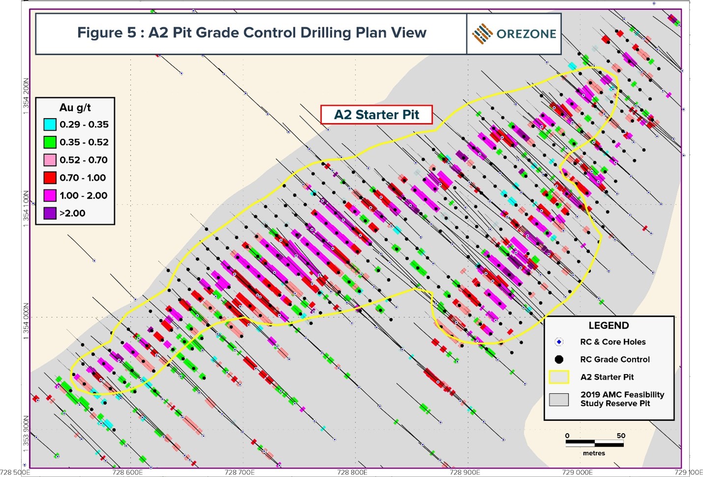 A2 Pit Grade Control Drilling Plan View