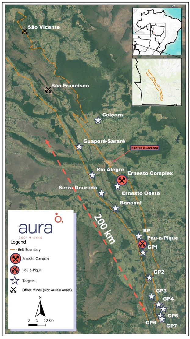 Location of Guapore Gold belt and Apoena gold Mines, Mato Grosso, Brazil