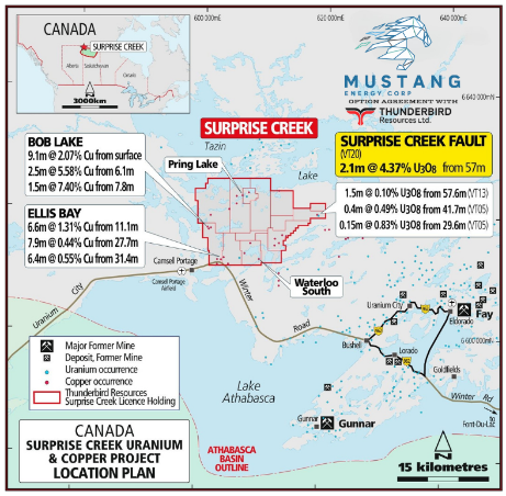 Figure 1: Surprise Creek Uranium-Copper Project Overview and Location 1, 3, 4, 5, 6