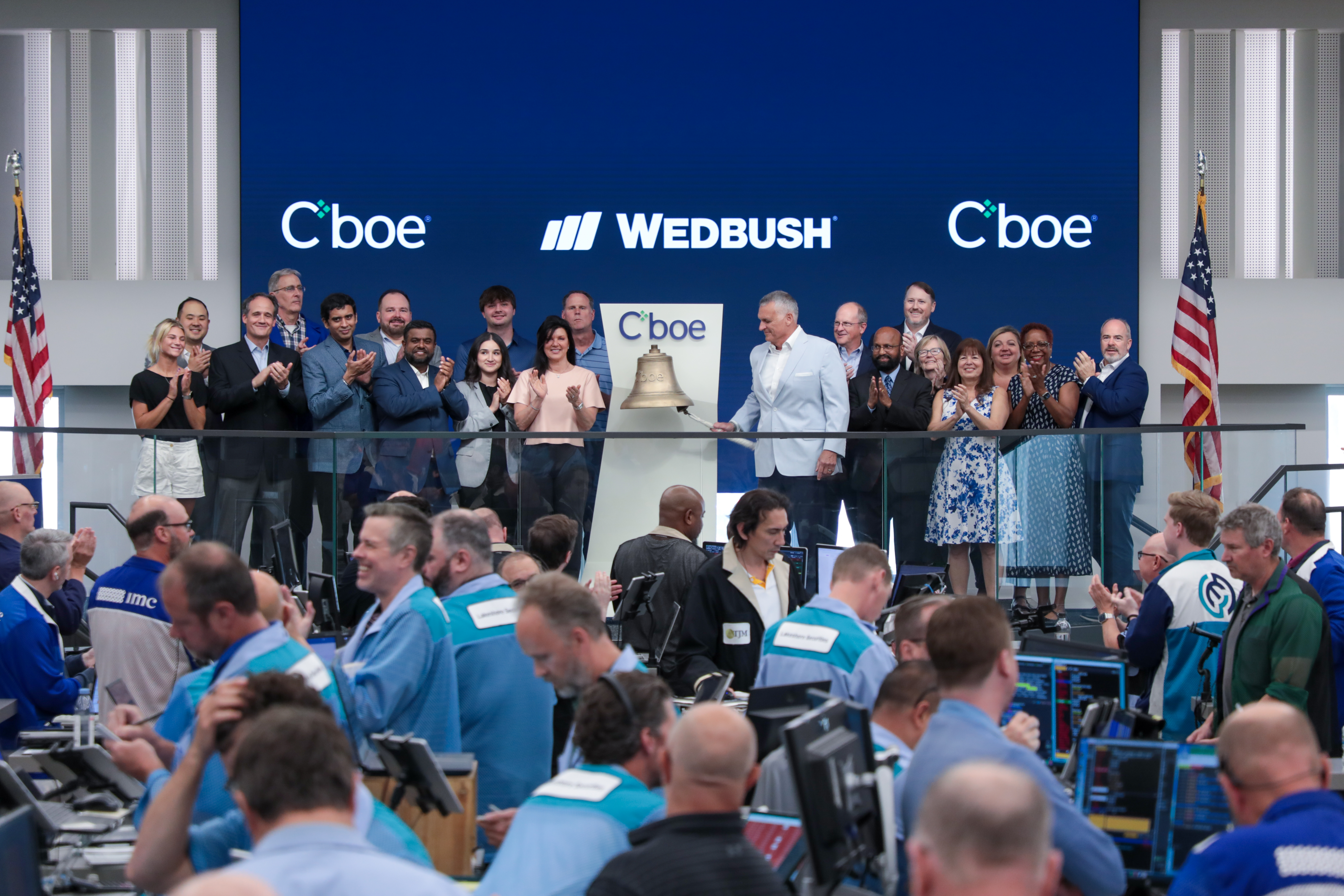 Wedbush on the floor of the Cboe ringing the closing bell.