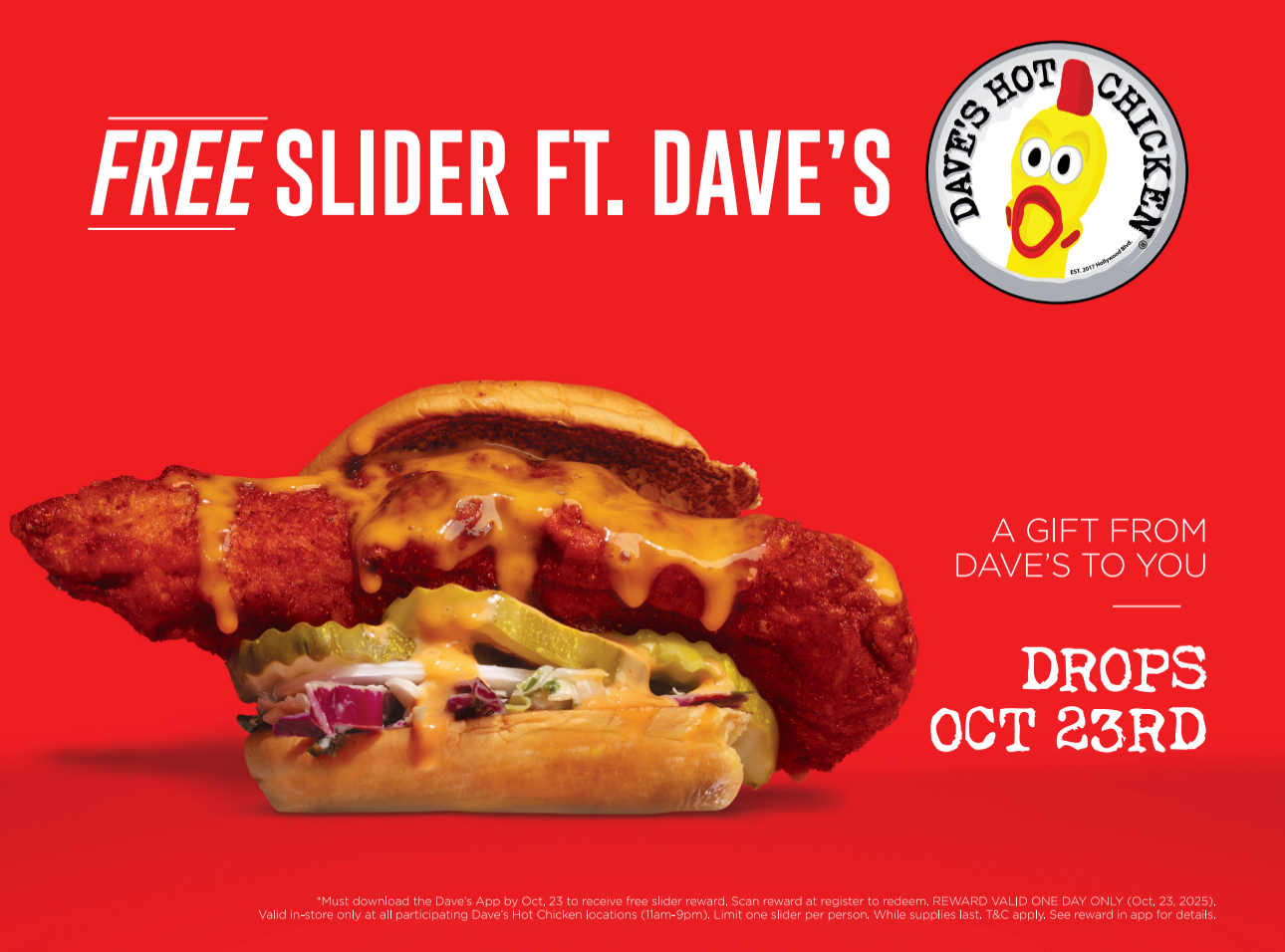 Dave’s Hot Chicken Celebrates its 3rd Annual Free Slider Day on October 23 in Honor of Drake’s Birthday