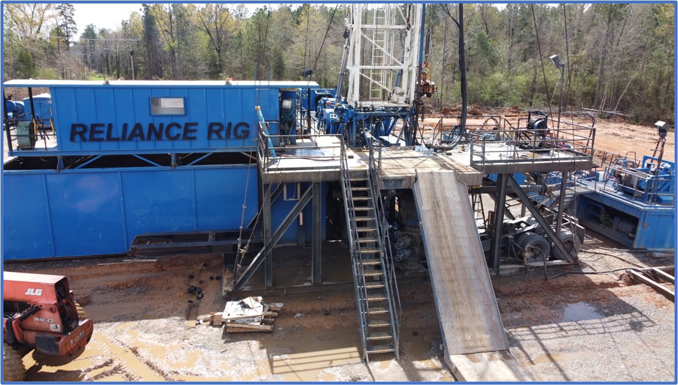 Close-up of the drill rig used to re-enter and deepen the pre-existing Beulah-Taylor #1 well.