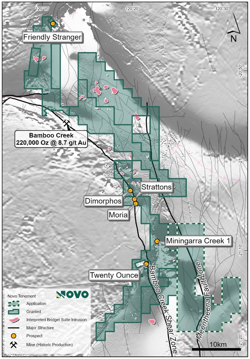 Bamboo - Strattons Projects showing mapped or interpreted intrusion targets