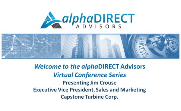 Join alphaDIRECT's Virtual Conference Presentation Featuring Capstone Turbine (NASDAQ: CPST) and the Microgrid Opportunity and Drivers.

Register by using the link below: 

https://globalmeet.webcasts.com/starthere.jsp?ei=1263335&tp_key=a6b52c6921
