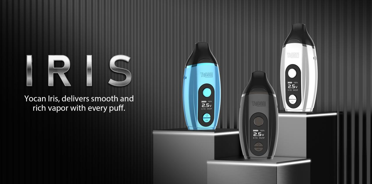 Yocan Iris product display showcasing the features and design of the device
