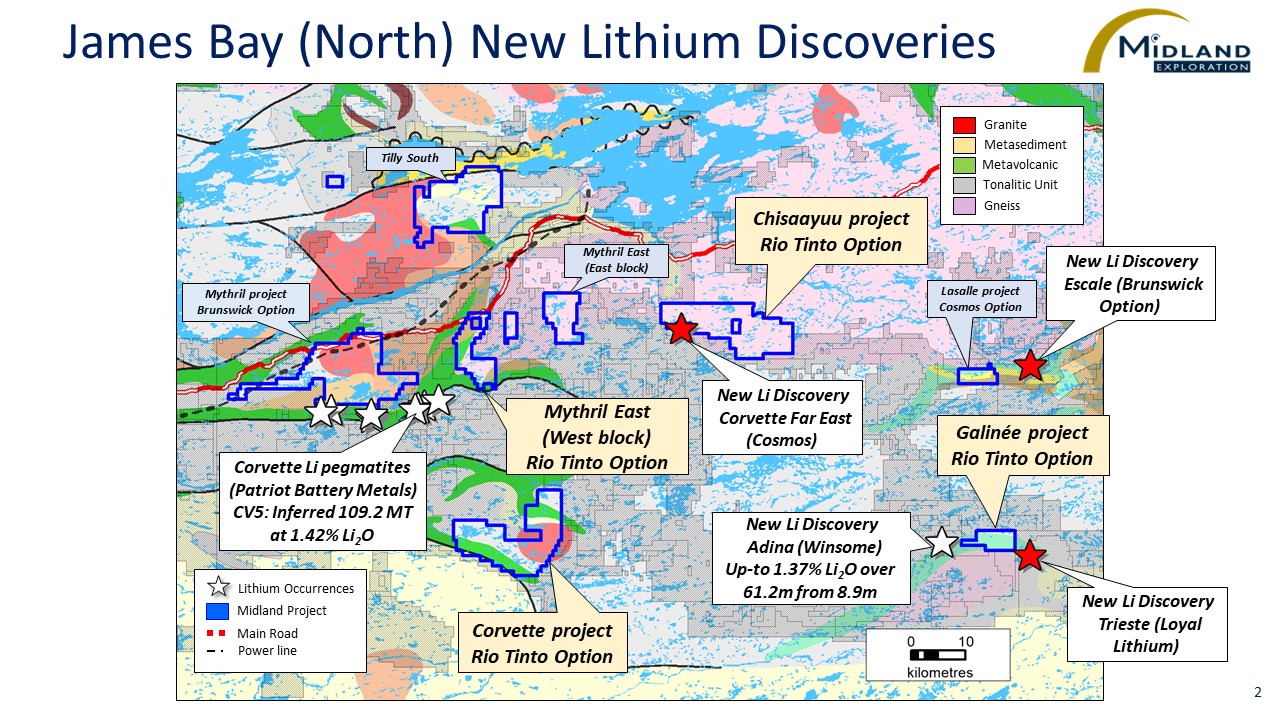 Figure 2 James Bay (North) New Lithium Discoveries