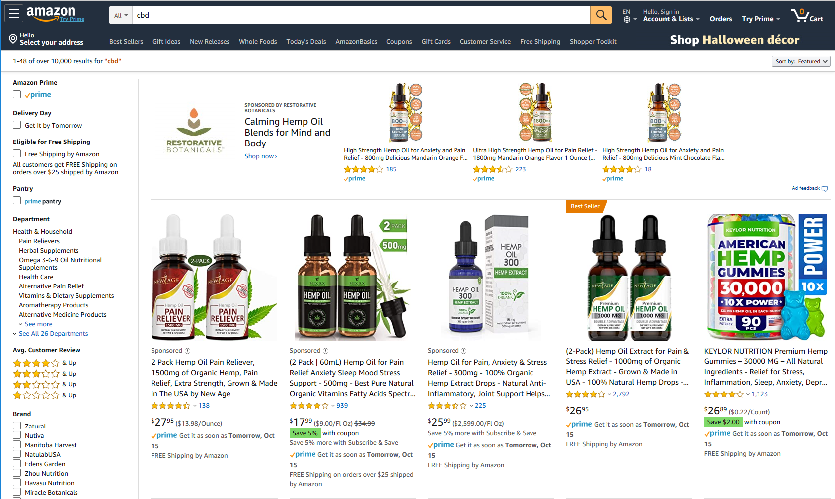 CBD Search on Amazon