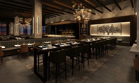 Expansive dining room and an open churrasco grill