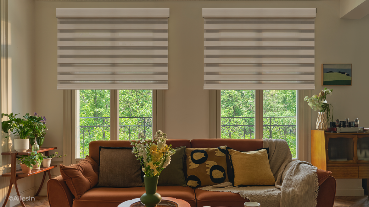 Allessin Motorized Shades with custom sizing for a perfect fit in wide or tall windows