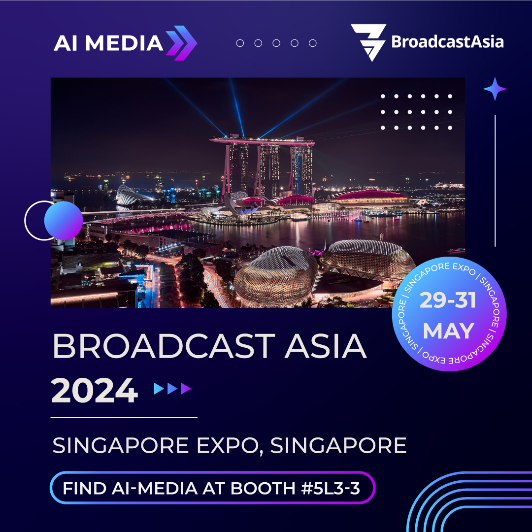 AI-Media, world leaders in AI-powered captioning solutions, announces its participation in the Broadcast Asia Expo 2024, held from May 29th to 31st at the Singapore Expo. At Booth #5L3-3, AI-Media will unveil its latest advancements in broadcast captioning technology, designed to revolutionize the industry.