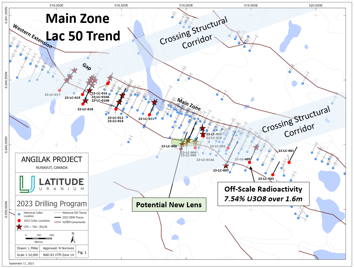 2023 Drill Program – 18 holes completed in the Main Zone of the Lac 50 Trend