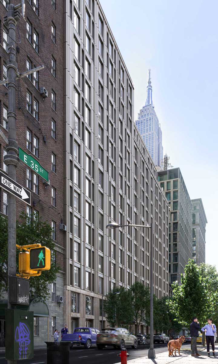 render visualization of the project, Dextall prefabricated unitized panels Manhattan NYC