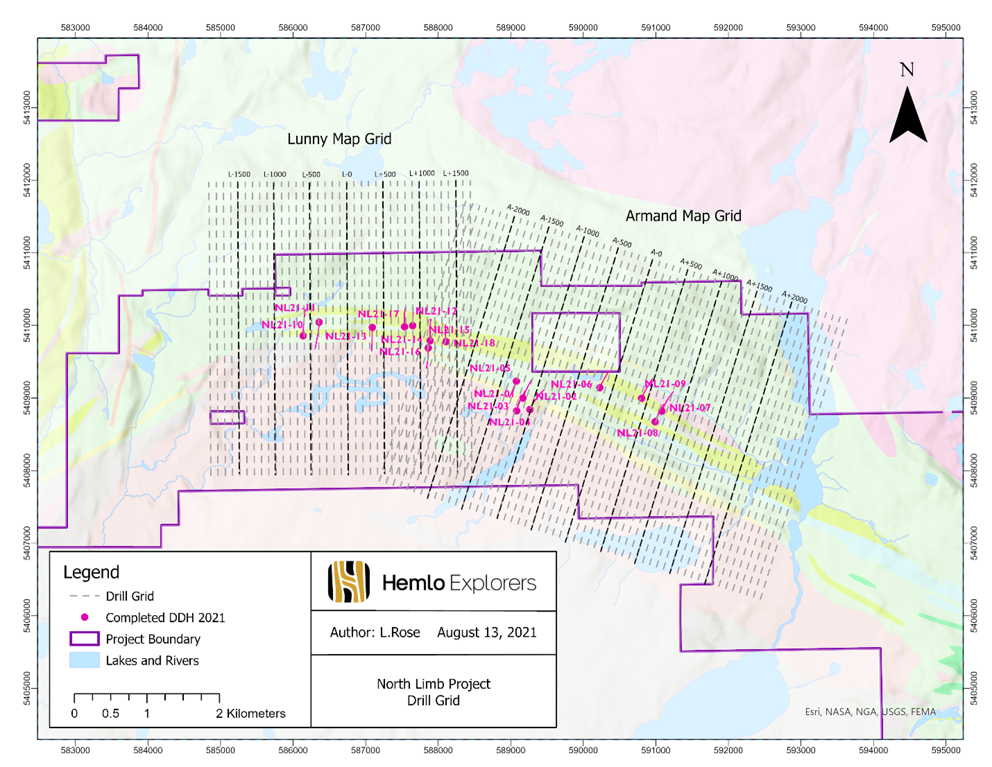 Figure #1 – North Limb Project Drill Grids Plan Map