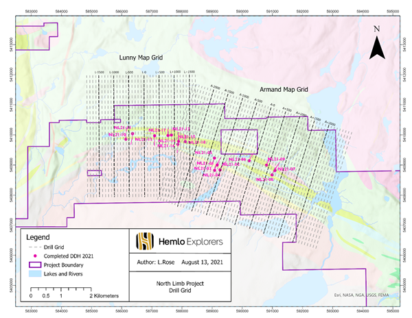 Figure #1 – North Limb Project Drill Grids Plan Map
