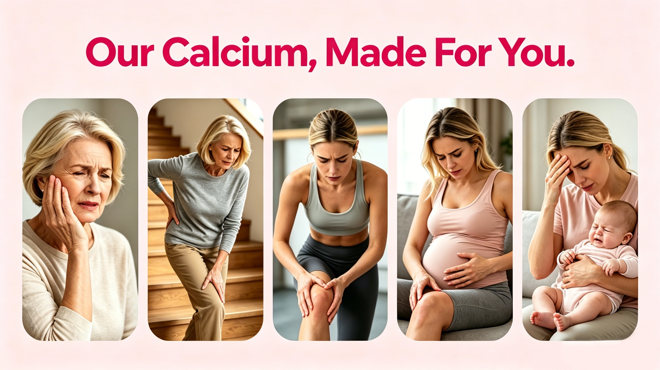 Infographic comparing calcium intake recommendations for women under and over 50 years old.