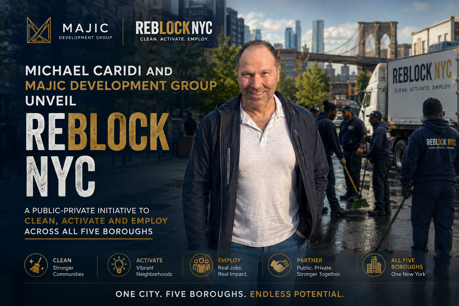 Michael Caridi and MAJIC Development Group Unveil REBLOCK NYC, a Public-Private Initiative to Clean, Activate and Employ Across All Five Boroughs