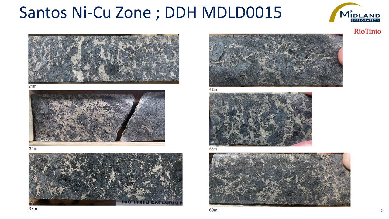 Figure 5 Santos Ni-Cu Zone; DDH MDLD0015