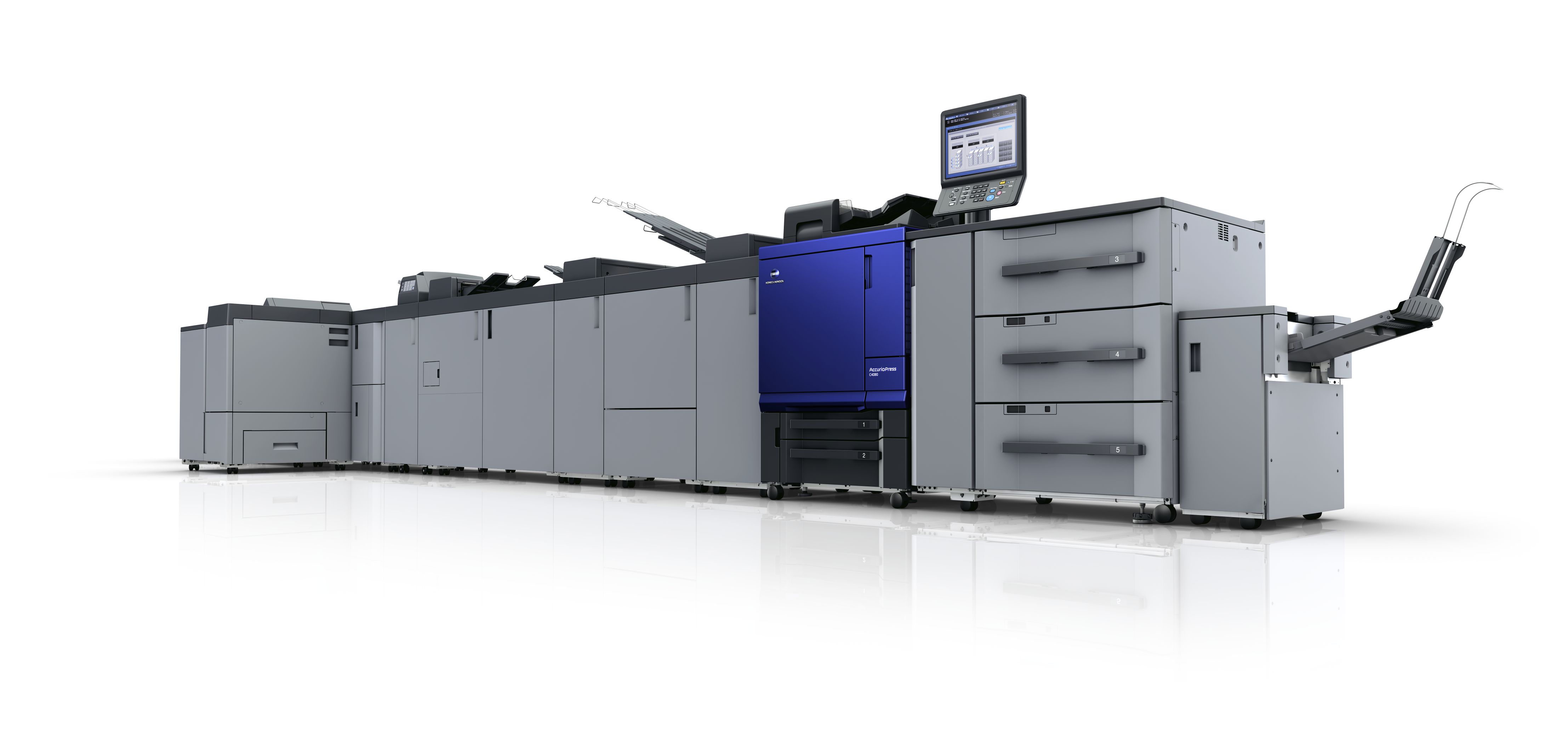 Konica Minolta's AccurioPress C4080 high-speed digital press offers robust and user-friendly production and is a perfect fit for businesses looking to expand their production capabilities with advanced automation and ease of use for various applications.