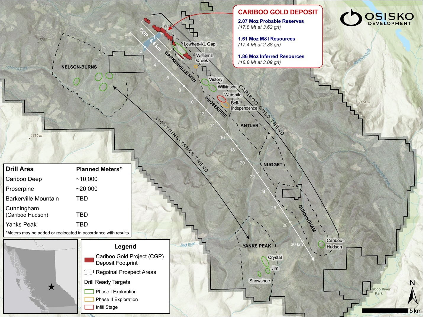 Osisko Development Launches Fully-Funded 70,000-Meter Exploration Drilling Campaign Targeting New Discoveries at Cariboo Gold Project