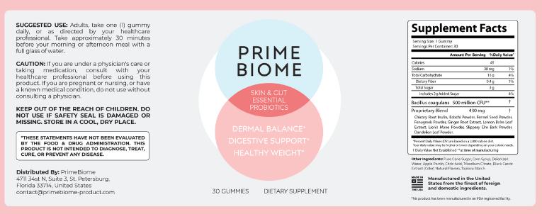 Authentic PrimeBiome Supplement Facts