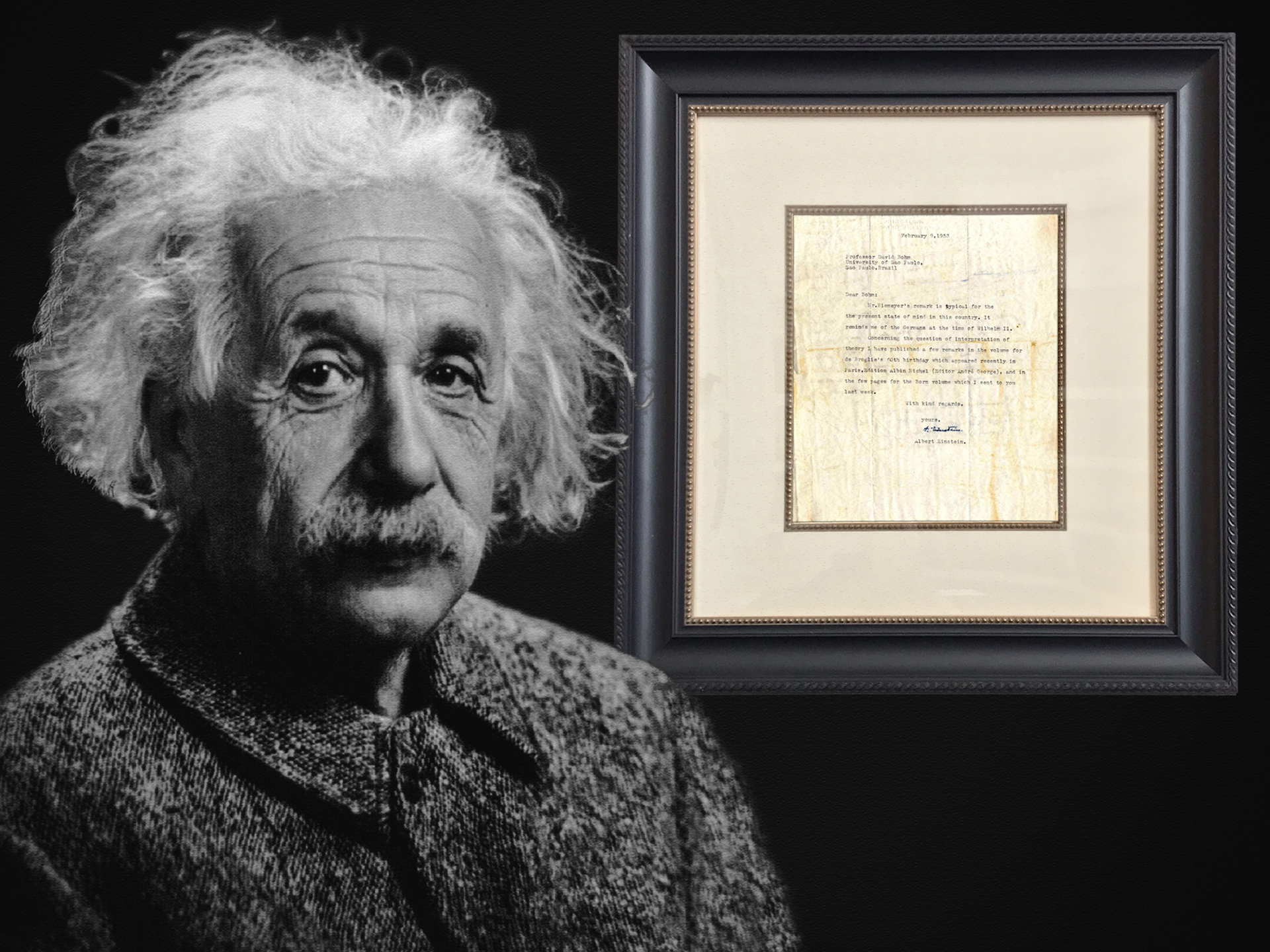 Albert Einstein image and Lot 9 Einstein Letter 