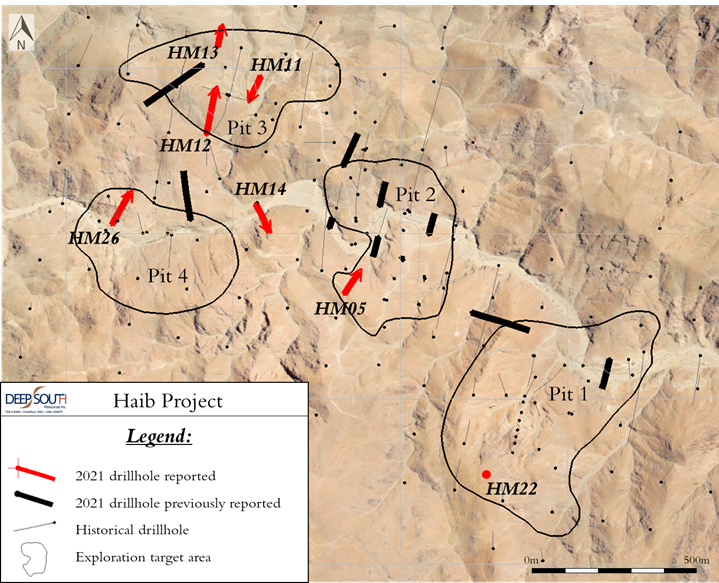 Planview showing the positions of the boreholes being reported here.