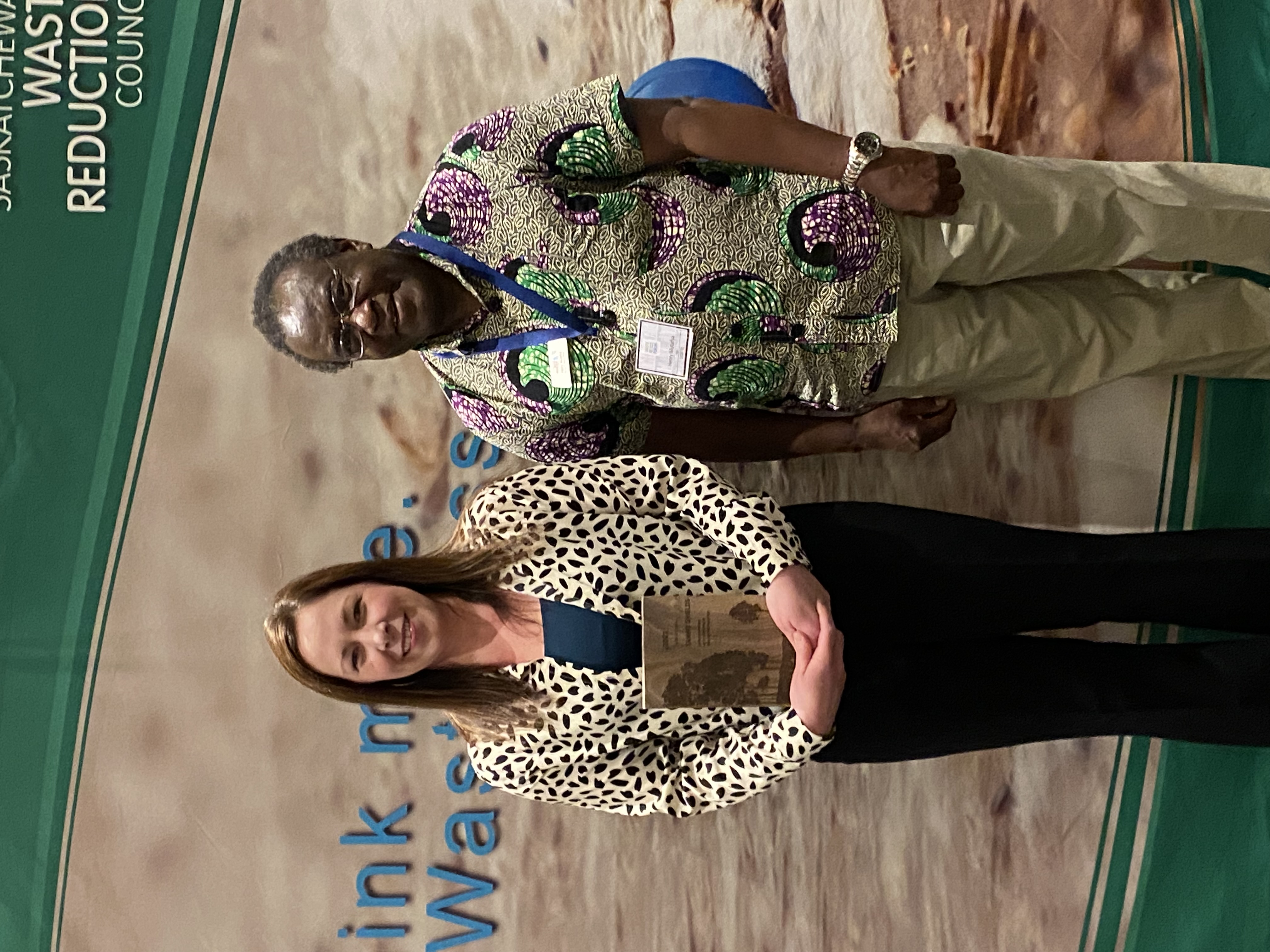 Tammy Shields_SWRC Waste Minimization Award Recipent with Henry Mutafya, Environmental Specialist, SaskTel