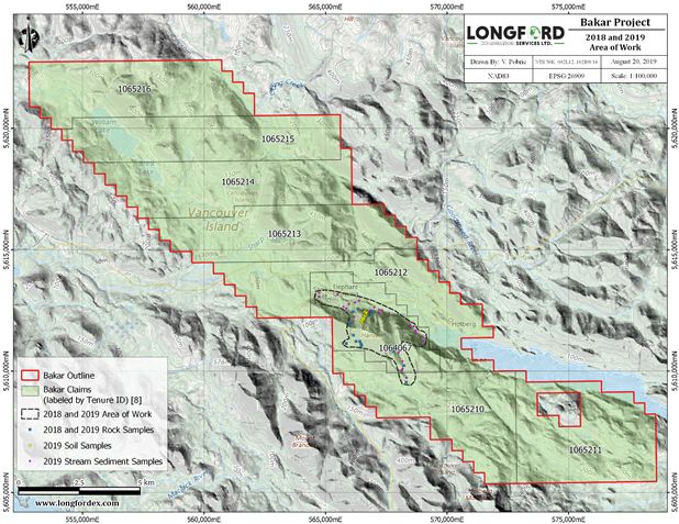 Figure 1: Geological and Geochemical Program at Bakar Property