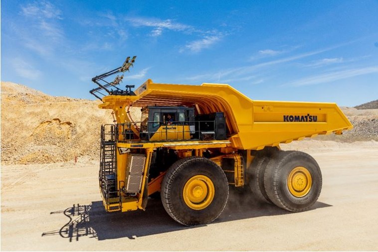 The advantage of trolley-power is that the electrical power drawn to move the haul truck is generated from a cleaner source than that of the diesel engine while also improving fleet productivity.