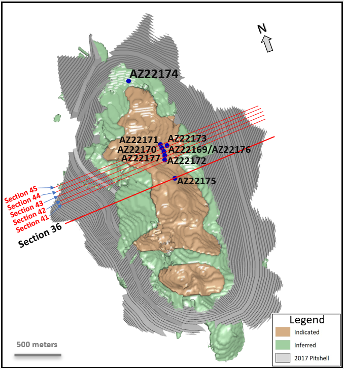 Figure 1 - Location of Cross-sections and Drill Holes in the Deposit Plan