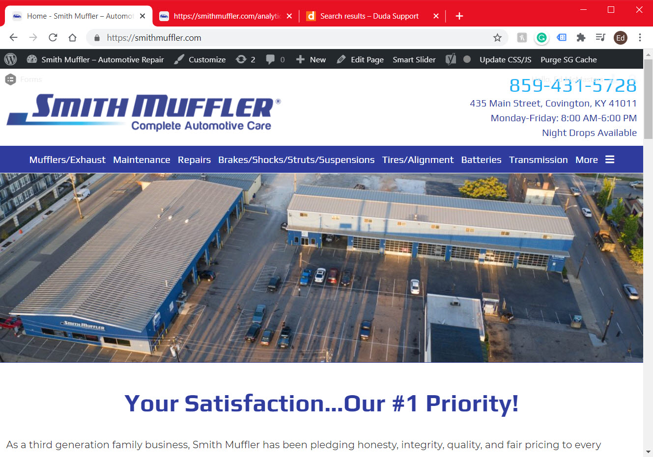 Picture One: Smith Muffler’s New Website
Smith Muffler – Complete Automotive Care revs up their customized, completely rebuilt, high performance website.  Smith provides complete bumper to bumper service for cars, trucks and high performance vehicles.    Fourth generation, family owned and operated – Covington, Kentucky. 

