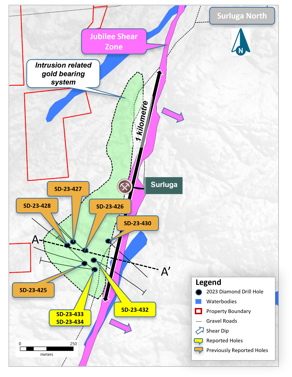 Figure 2 - Plan Map of the IGRS in the Footwall of the Surluga Deposit