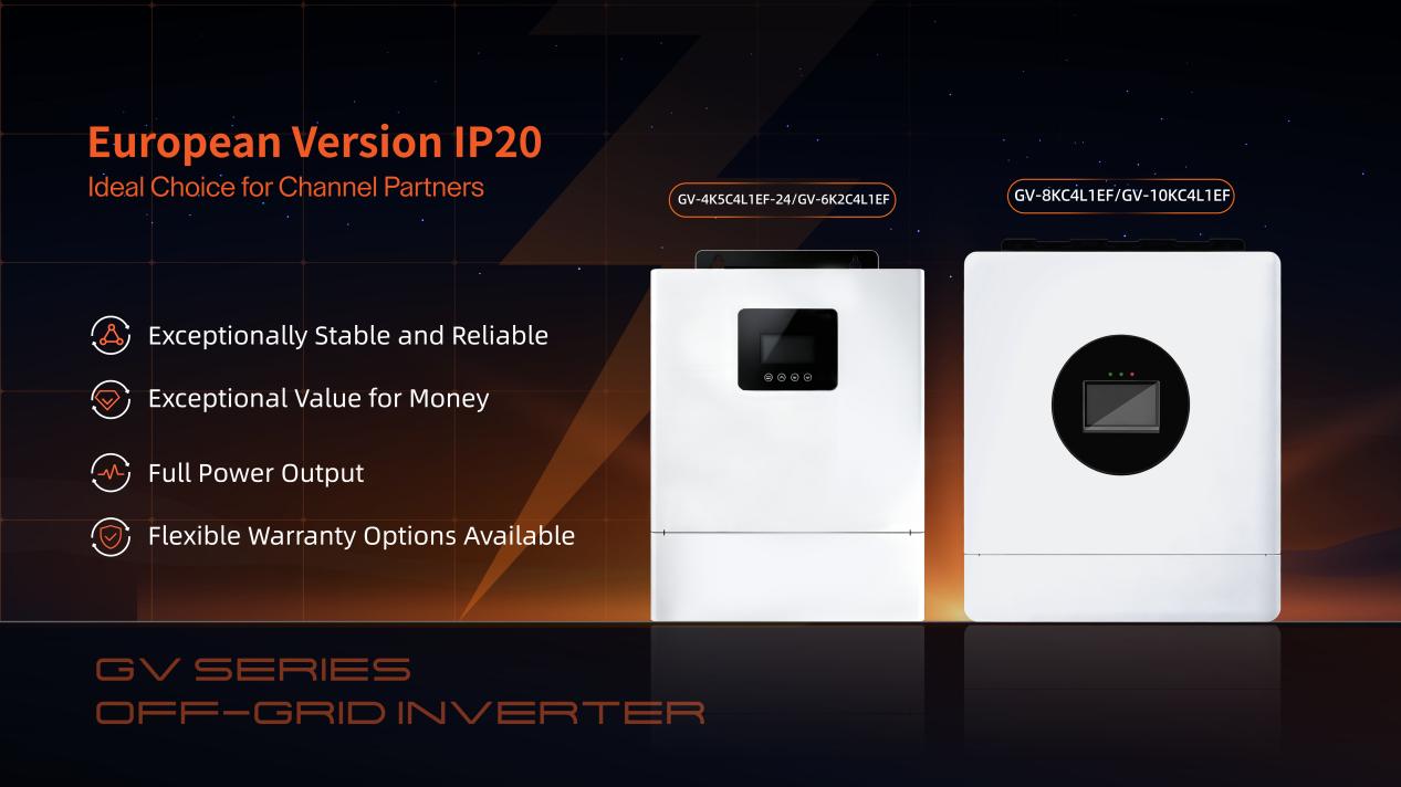 GV Series IP20 inverter highlights: stable, full power, cost-efficient, flexible warranty.