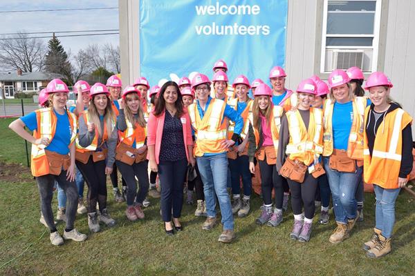 This photo was taken from Habitat for Humanity GTA's 2018 Women Build kick off. 
