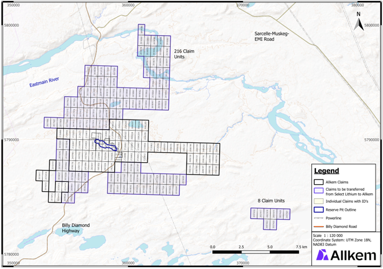 Mineral Tenure Map showing claims held by Allkem as of August 9th, 2023.