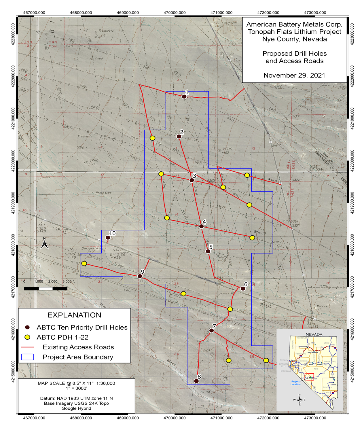 American Battery Technology Company Subsurface Sampling Locations