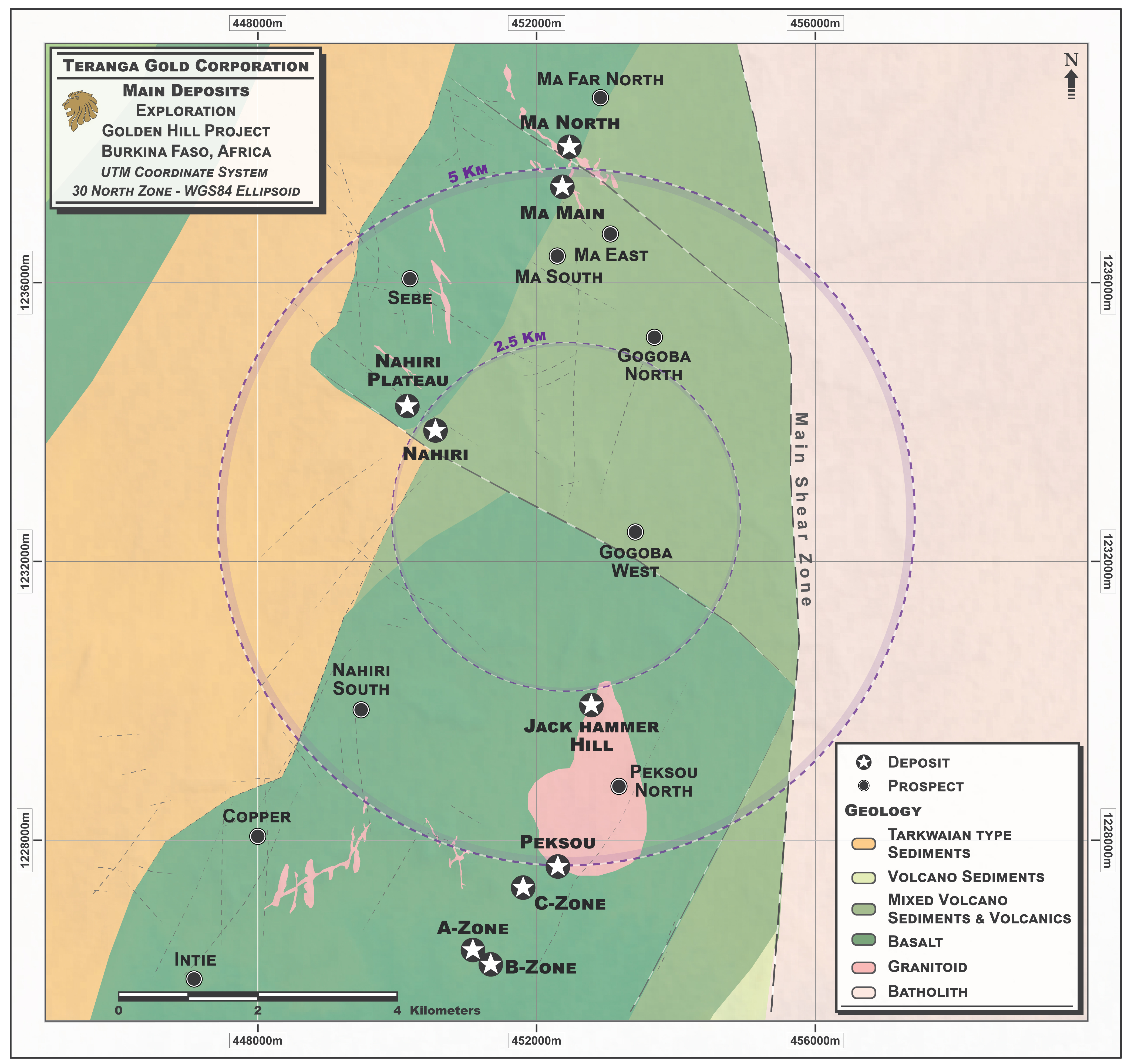 FIGURE 1 - GOLDEN HILL PROPERTY – DEPOSIT & PROSPECT LOCATION MAP