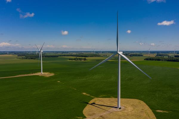 DTE wind turbines in mid-Michigan.